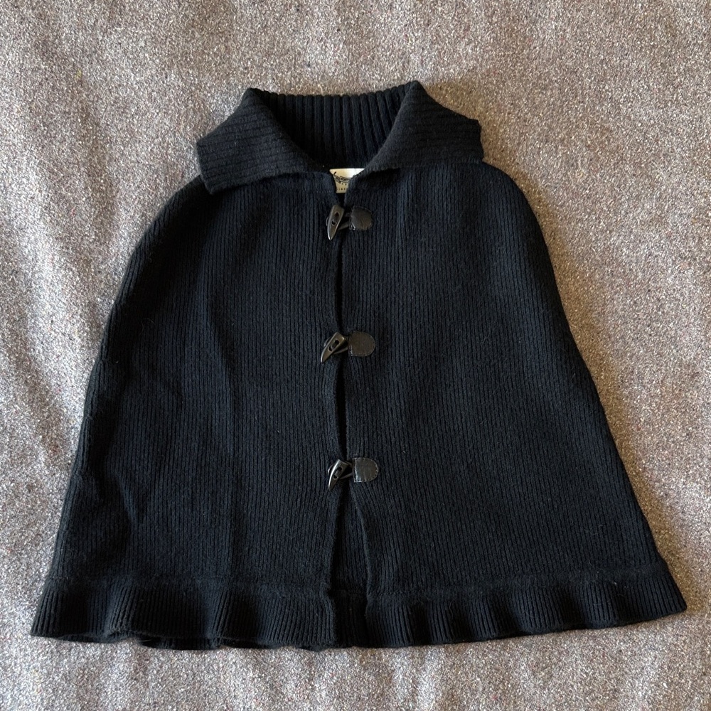 Portolano Cashmere-Blend Black Poncho (Size XS/S)